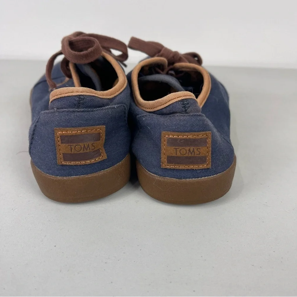 TOMS Paseo Canvas Low Top Lace Up Casual Shoes Blue Brown Men's Size 7 Unisex